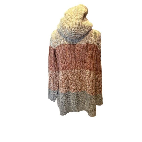 Natural Reflections Women's Hooded Sherpa Cardigan Multicolor Striped M - Picture 4 of 7